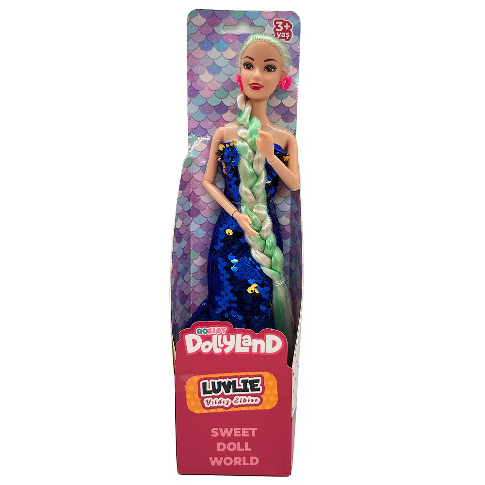Gokidy DollyLand Manken Bebek Payetli Yıldız Elbise - Mavi