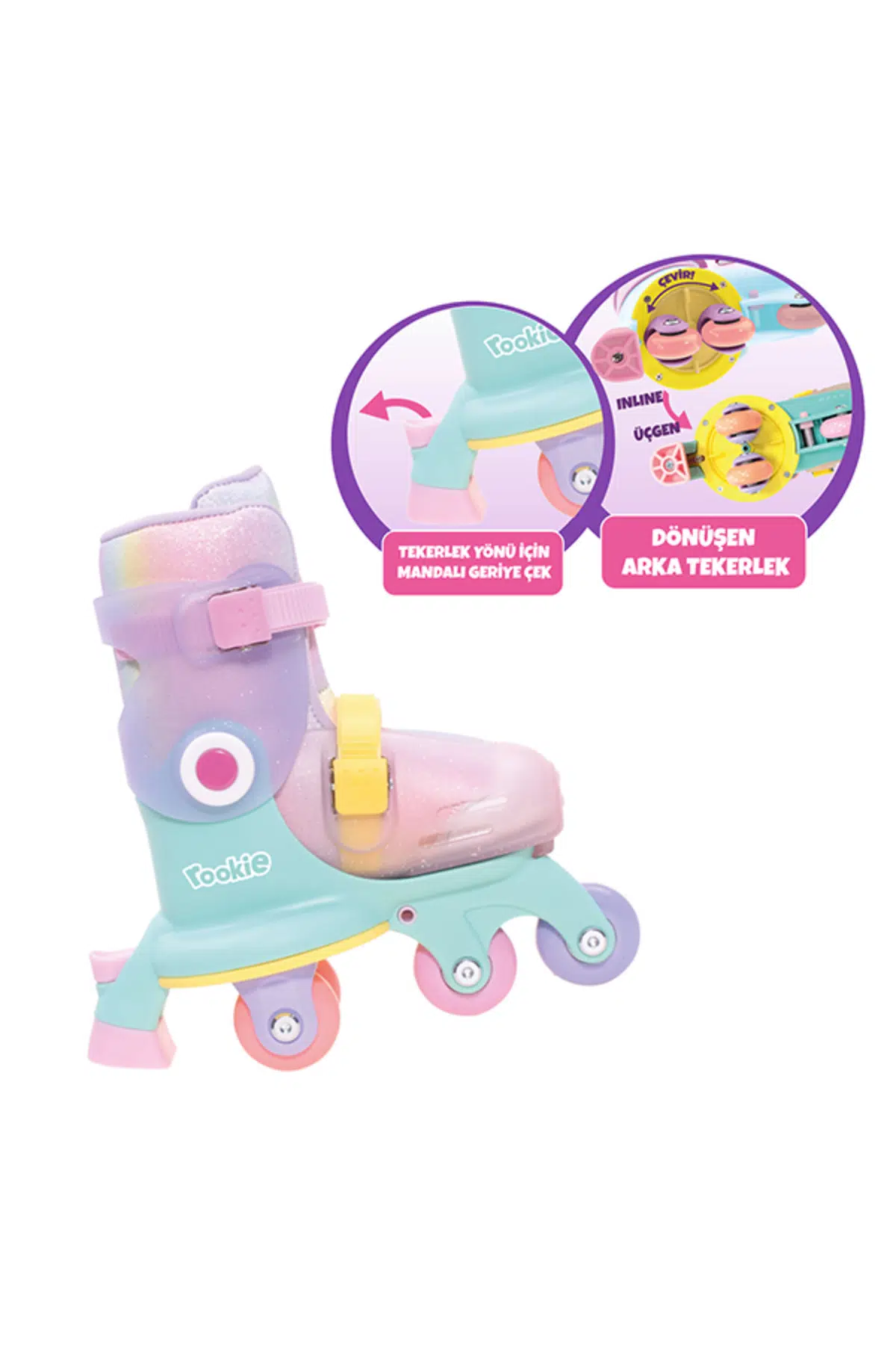 Rookie Ayarlanabilir Dönüşen Tekerlekli 2 In 1 Twisty Paten - Pembe